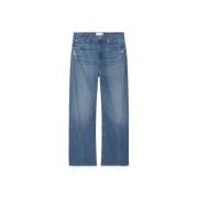 Frame Avslappnad Straight Jeans Blue, Dam