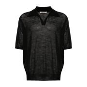 Auralee Svart Mélange Polo T-shirt Black, Herr