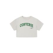 Converse Svart Logo Print Crop Tee White, Dam