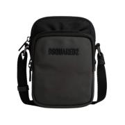 Dsquared2 Läder Crossbody Väska med Dragkedja Gray, Unisex