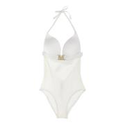 Max Mara Elegant Strandkläder Baddräkt Vit White, Dam