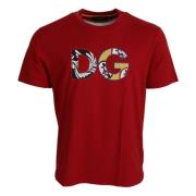 Dolce & Gabbana Röd Logo Crewneck Top T-shirt Red, Herr