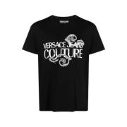 Versace Jeans Couture Svart Barock Motiv Logotyp T-shirt Black, Herr