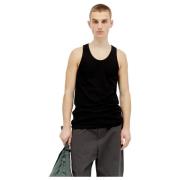 Lemaire Ribbad Tanktop i Bomullsjersey Black, Herr