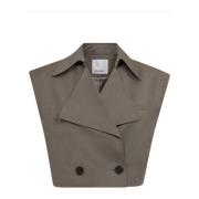 Co'Couture Crop Waistcoat Blazer 154-Walnut Gray, Dam