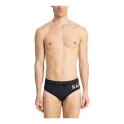 Balmain Mid Waist Badbyxor med Dragsko Black, Herr