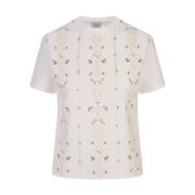 Giambattista Valli Broderad T-shirt Vit Multicolor, Dam