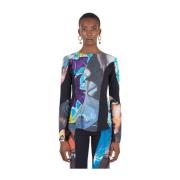 Rave Review Upcycled Space Cartoon Top Multicolor, Dam