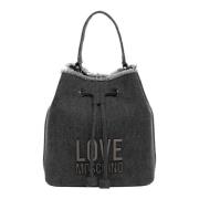 Love Moschino Metal Logo Bucket bag Black, Dam