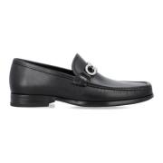 Salvatore Ferragamo Svart läderloafer med Gancini Black, Herr