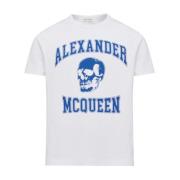 Alexander McQueen Vit Bomull T-shirt med Skull Logo White, Herr