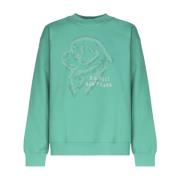 Fay 3D Logo Sweatshirt Stora Hundar Broderade Green, Herr