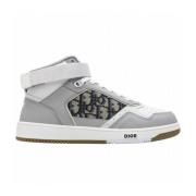 Dior Oblique Canvas High-Top Sneakers Gray, Herr