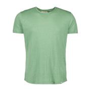 Orlebar Brown Herr Linne T-shirt Rund Hals Green, Herr