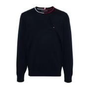 Tommy Hilfiger Blå Crew Neck Stickad Tröja Blue, Herr