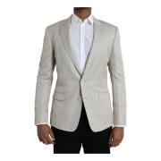 Dolce & Gabbana Slim Fit Single Breasted Coat Blazer Beige, Herr