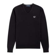 Fred Perry Merinoull V-ringad Tröja Black, Herr