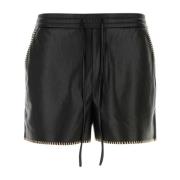Nanushka Snygga Svarta Läder Bermuda Shorts Black, Herr