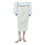 The Row Cashmere Midi Kjol Hög Midja Beige, Dam