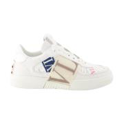 Valentino Garavani Sneakers i texturerat läder med logoband White, Dam