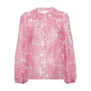 MC2 Saint Barth Paisley Print Bandkrage Skjorta Pink, Dam
