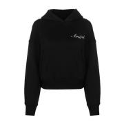 Amiri Svart Logo-Broderad Bomullshoodie Black, Dam