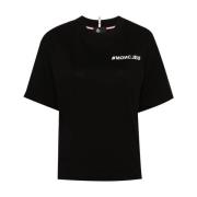 Moncler Svart Logot-shirt Lättvikts Jersey Black, Dam