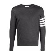 Thom Browne Grå 4-Bar Crew-Neck Jumper Gray, Herr