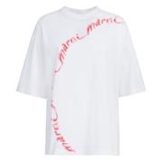 Marni bomull t-shirt med vågigt logotyp White, Dam