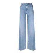 7 For All Mankind Blå Flared Bomullsjeans Blue, Dam