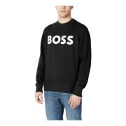 Boss Stiligt Print Sweatshirt för Män Black, Herr