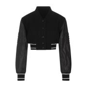 Givenchy Svart ullbomberjacka med läderärmar Black, Dam