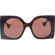 Gucci Ikoniska solglasögon med enhetliga linser Brown, Dam