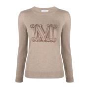 Max Mara Intarsia-Knit Logo Sweater Beige Beige, Dam