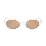 Miu Miu Oval Ram Solglasögon Regard White, Dam