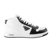 Prada Downtown Bicolor Läder High-Top Sneakers White, Herr