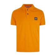 Stone Island Orange Polo Skjorta med Compass Logo Orange, Herr