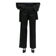 Jil Sander Tonal Topstitching Wool Pants Black, Dam