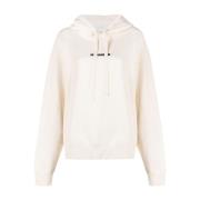 Jil Sander Vit Logo-Print Hoodie Sweater White, Dam