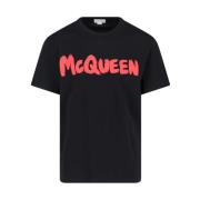 Alexander McQueen Svart T-shirt Polos Stilfull Black, Herr