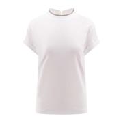 Brunello Cucinelli Vit Crew-neck T-shirt Kortärmad White, Dam