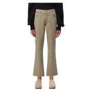 Fay Cropped Fringed Pant Beige, Dam