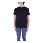 Fred Perry Blå Logo Front T-shirt Polos Blue, Herr