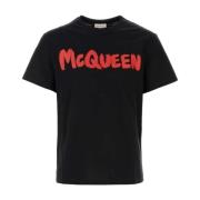 Alexander McQueen Klassisk Svart Bomull T-shirt Black, Herr