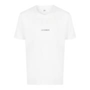 C.p. Company Vit Rund Hals T-shirt med Tryck White, Herr