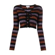 Ganni Sprayed Crop Cardigan Multicolor, Dam