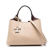 Tod's Beige Läder Toteväska med Logopendant Beige, Dam