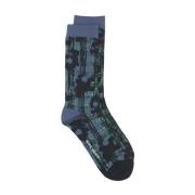 Henrik Vibskov Mint Blue Flower Check Socks Multicolor, Dam