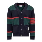 Thom Browne Y Neck Cardigan Sweater Multicolor, Herr