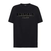 Balmain Metallic flocked T-shirt Black, Herr